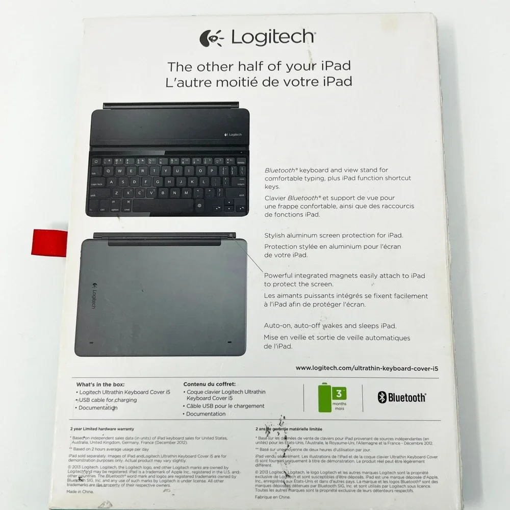 Logitech Ultrathin Keyboard Cover for iPad‎ Air Space Gray Bluetooth i5 Y-R0041